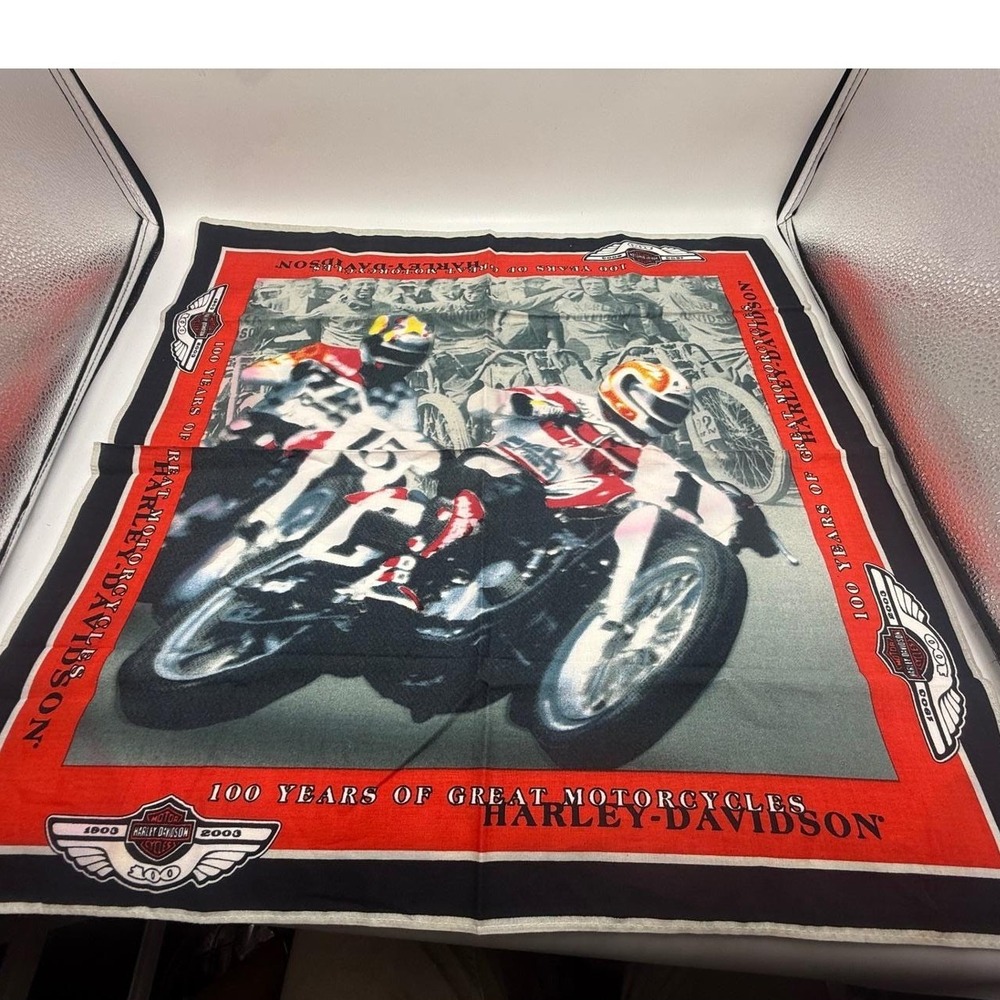 Harley-Davidson 100th Anniversary Bandana 1903-2003 Motorcycle Scarf Red Black